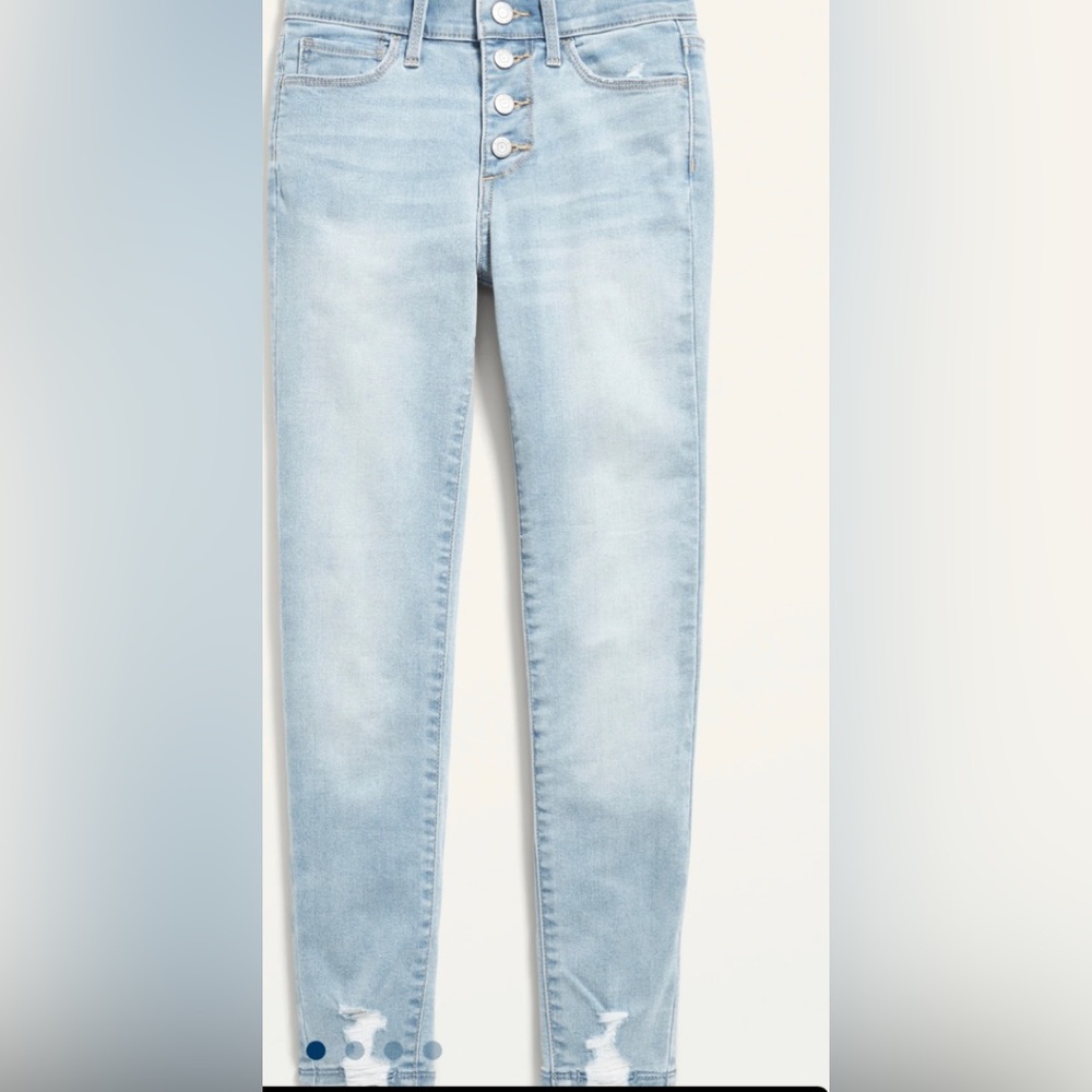 Old Navy High-Waisted Built-In Tough Button-Fly Rockstar Super Skinny Je…